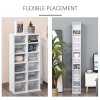 HOMCOM 204 CD Media Display Shelf Unit Set of 2 Blu-Ray Tower Rack w/ Adjustable Shelves Bookcase Storage Organiser, White