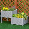 Outsunny Set of 2 26L Garden Raised Bed Elevated Patio Flower Plant Planter Box PP Vegetables Planting Container, Grey