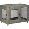 PawHut Dog Crate Furniture End Table w/ Soft Washable Cushion, Two Doors, Indoor Pet Kennel for Small Medium Large Dogs w/ Wire Mesh, Grey