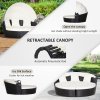 Outsunny PE Rattan Lounge Set, 5 Pieces Patio Conversation Furniture Set, Garden Round Sofa Bed with Cushion and Retractable Canopy, Black