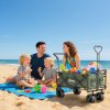 Outsunny 120L Festival Trolley on Wheels, Folding Camping Trolley Cart with Removable Canopy, All-Terrain Wheels, Adjustable Handle and Side Pockets for Garden Beach Fishing Shopping, Green