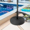 Outsunny 11.5 kg Round Cement Parasol Base, Umbrella Stand Holder with Rattan Style Pattern for 38, 48 mm Poles for Outdoor, Garden, Black