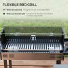 Outsunny BBQ Rotisserie Grill Roaster Charcoal Spit Roasting Machine for Chicken Turkey with 3-Level Grill Grate and Foldable Side Shelves, Stainless Steel