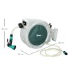 Outsunny Retractable Hose Reel Wall Mounted, 20+2m Garden Hose Pipe Reel with Lock, Auto Rewind, 7 in 1 Spray Nozzle, Includes Wall Fixings, 180?? Swivel, Outdoor Watering, Light Grey