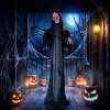 HOMCOM 183cm Life Size Animated Grim Reaper Halloween Decorations Outdoor Indoor, Scary Halloween Animatronics Decor with Sound Touch Activated, Animated Prop with Light Up Eyes for House Garden