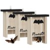PawHut Bat Boxes, Pack of 3 Wooden Bat Houses for Outdoor, Garden, Farm, Easy for Bat to Land and Roost, Designed to Attract Bats & Easy to Hang, 18 x 6 x 22.5 cm
