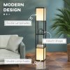 HOMCOM Floor Lamp with Shelves and Dual Light, Modern Corner Standing Lamp for Living Room, Bedroom, Bulb not Included, Black