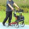 HOMCOM Folding Rollator Walker with Seat and Backrest, for Tall Over 6'9