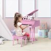 HOMCOM 30 Keys Kids Keyboard Piano Mini Piano Set Grand Piano with Music Stand and Bench Pink