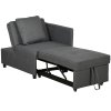 HOMCOM Convertible Single Sofa Bed with Thick Padded Seat, 3-in-1 Multi-Functional Sleeper Chair Bed with Magazine Pocket, for Living Room