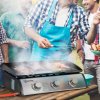 Outsunny Gas Plancha Grill with 3 Stainless Steel Burner, 9kW, Portable Tabletop Gas BBQ with Non-Stick Griddle for Camping Picnic Garden Party Festival