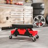 HOMCOM Rolling Mechanic Stool, 135kg Capacity Workshop Stool, 360 Swivel Roller Padded Creeper Seat with Wheels, Slide Out Tool Trays and Drawer for Garage, Shop, Auto Repair, Black