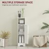 HOMCOM Small Bathroom Storage Cabinet, Freestanding Toilet Roll Holder, Slim Bathroom Cabinet with Adjustable Shelf for Small Spaces, White