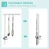 PawHut Foldable Pet Grooming Arm w/ Clamp 30 Inch Height Adjustable, Dog Grooming Loop, Two No Sit Haunch Holders for Small Medium Dogs, Sliver