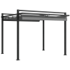 Outsunny 3 x 3(m) Pergola with Retractable Roof Canopy, Aluminium Frame Garden Gazebo Outdoor Sun Shade Shelter for Grill, Patio, Deck, Dark Grey