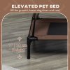 PawHut Raised Dog Bed Waterproof Elevated Pet Cot with Breathable Mesh UV Protection Canopy Brown, for Large Dogs, 92 x 76 x 90cm