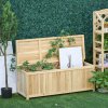 Outsunny Garden Arch Wood Bench Outdoor Storage Box Garden Furniture Chair 115L x 45W x 75Hcm, Natural