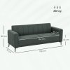 HOMCOM 3 Seater Sofa, Modern Fabric Sofa Couch, Channel Tufted Upholstered Sofa Settee for Living Room, Guest Room, Bedroom, Home Office, Charcoal Grey