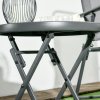 Outsunny ??45cm Garden Side Table, Outdoor Round Folding Patio Table with Imitation Marble Glass Top, Small Coffee Table, White
