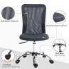 Vinsetto Office Chair, Armless Desk Chair, Adjustable Computer Swivel Chair with Rolling Wheels and Mesh Back for Home Work Study, Dark Grey