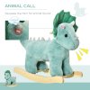 HOMCOM Kids Toddler Rocking Horse Plush Ride On Triceratops Rocker Wooden Base W/ Sound for 3-6 Years Green