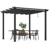 Outsunny 3 x 3(m) Pergola with Retractable Roof, Aluminium Frame Garden Gazebo Canopy Outdoor Sun Shade Shelter for Grill, Patio, Deck, Dark Grey