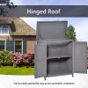 Outsunny Small Shed, Wooden Garden Shed with Openable Hinged Roof and Removable Shelf, Outdoor Tool Storage Cabinet Chest with Double Doors, 74 x 43 x 88 cm, Grey