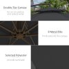 Outsunny 2.7m Garden Banana Parasol Cantilever Umbrella with Crank Handle, Double Tier Canopy and Cross Base for Outdoor, Hanging Sun Shade, Black
