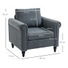 HOMCOM Armchair, Upholstered Accent Chair, Occasional Fireside Chair with Back Pillow and Rubber Wood Legs, Single Sofa for Living Room, Reading Room