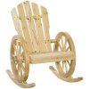 Outsunny Wooden Adirondack Rocking Chair Reclining Armchair Outdoor Garden Furniture Patio Porch Rocker - Natural