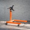 HOMCOM Engine Stand, 570 kg Rotating Engine Stand with 360 Degree Adjustable Head, 4 Mounting Arms, Heavy Duty Steel Support, Universal Wheels for Garage Workshop Auto Repair, Orange