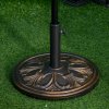 Outsunny 13kg Garden Parasol Base, Round HDPE Concrete Patio Umbrella Stand for 35mm / 38mm / 48mm Pole, Outdoor Sun Shade Parasol Weight Holder, Bronze Tone