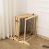 PawHut Freestanding Pet Gate, 6 Panel Foldable Playpen, Wooden Dog Gate with 2 Support Feet, for Stairs, Doorway - Natural Tone