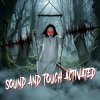 HOMCOM 170cm Animated Hanging Swing Ghost Halloween Decorations Outdoor Indoor, Sound Touch Activated Ghost Halloween Animatronic with Glowing Red Eyes for Haunted House Party Decorations