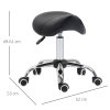 HOMCOM Cosmetic Stool 360?? Rotate Height Adjustable Salon Massage Spa Chair Hydraulic Rolling Faux Leather Saddle Stool Mobility, Black