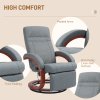 HOMCOM Swivel Recliner Chair with Extended Footrest, Manual Reclining Armchair with Wood Base for Living Room, Bedroom, Grey