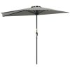 Outsunny 2.7m Garden Half Parasol, Outdoor Balcony Umbrella with 5 Steel Ribs, Patio Sun Shade, Light Grey