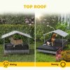PawHut Rattan Dog House, Extendable Outdoor Wicker Dog Bed w/ Water-Resistant Roof, Removable Cushion, for Small and Medium Dogs - Charcoal Grey