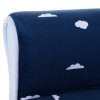 HOMCOM Children's Armchair Flannel Kids Sofa Tub Chair Cartoon Rocket Pattern Wooden Frame Bedroom Playroom Seater Blue
