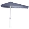 Outsunny 2.3m Half Parasol Semi Round Umbrella Patio Metal Frame Crank Handle for Balcony-- NO BASE INCLUDED, Grey