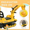 HOMCOM Kids Ride On Toy Digger Excavator Toy Tractors Walker Toddler Truck Basket Storage For Boys Girls 18-48 Months Yellow NO POWER