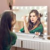 HOMCOM Hollywood Vanity Mirror with Lights, Large 80x62 cm Lighted Makeup Mirror with 3 Colour, 18 LED Bulbs, 10X Magnifying, USB Charging Port, Touch Screen, Tabletop or Wall Mounted Design, White