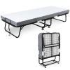 HOMCOM Folding Bed with 10cm Mattress, Portable Foldable Guest Bed with Sturdy Metal Frame on Wheels