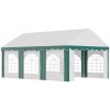 Outsunny 6 x 4m Garden Gazebo with Sides, Galvanised Marquee Party Tent with Six Windows and Double Doors, for Parties, Wedding and Events