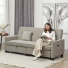 HOMCOM Sectional Sofa Bed, L-Shaped 3 Seater Sofa Bed, Reversible Sleeper Sofa with Pull Out Couch Bed, Cushions, Fabric Futon Sofa Bed for Living Room, Beige