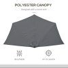 Outsunny 3(m) Half Parasol, Semi Round Umbrella with Metal Frame, Crank Handle for Balcony, Garden, Grey