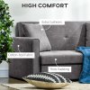 HOMCOM 2 Seater Sofa Bed, Convertible Bed Settee, Modern Cotton Loveseat Sofa Couch with 2 Cushions, Hidden Storage for Living Room, Guest Room, Light Grey