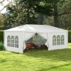 Outsunny 6 x 3(m) Gazebo Canopy Party Tent with 6 Removable Side Walls for Outdoor Event with Windows and Doors, White