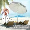 Outsunny 2m Beach Umbrella Portable with Sand Anchor, Adjustable Height & Tilt Beach Parasol with Carry Bag, UPF50+ UV Protection Sunshade Shelter, Grey