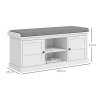 HOMCOM Shoe Bench with Seat, Shoe Storage Bench with Cushion, 2 Cabinets and Adjustable Shelf for Entryway, Hallway, Living Room, Bedroom, White